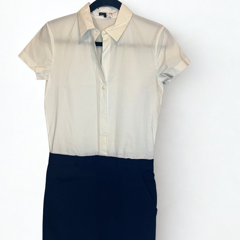 Theory Navy and Cream Suit Dress